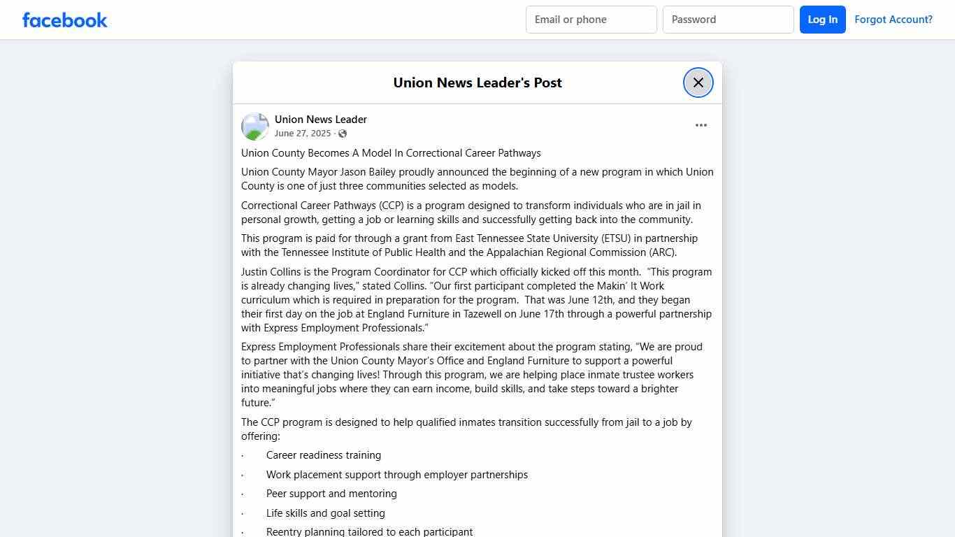 Union County Becomes A Model In... - Union News Leader Facebook