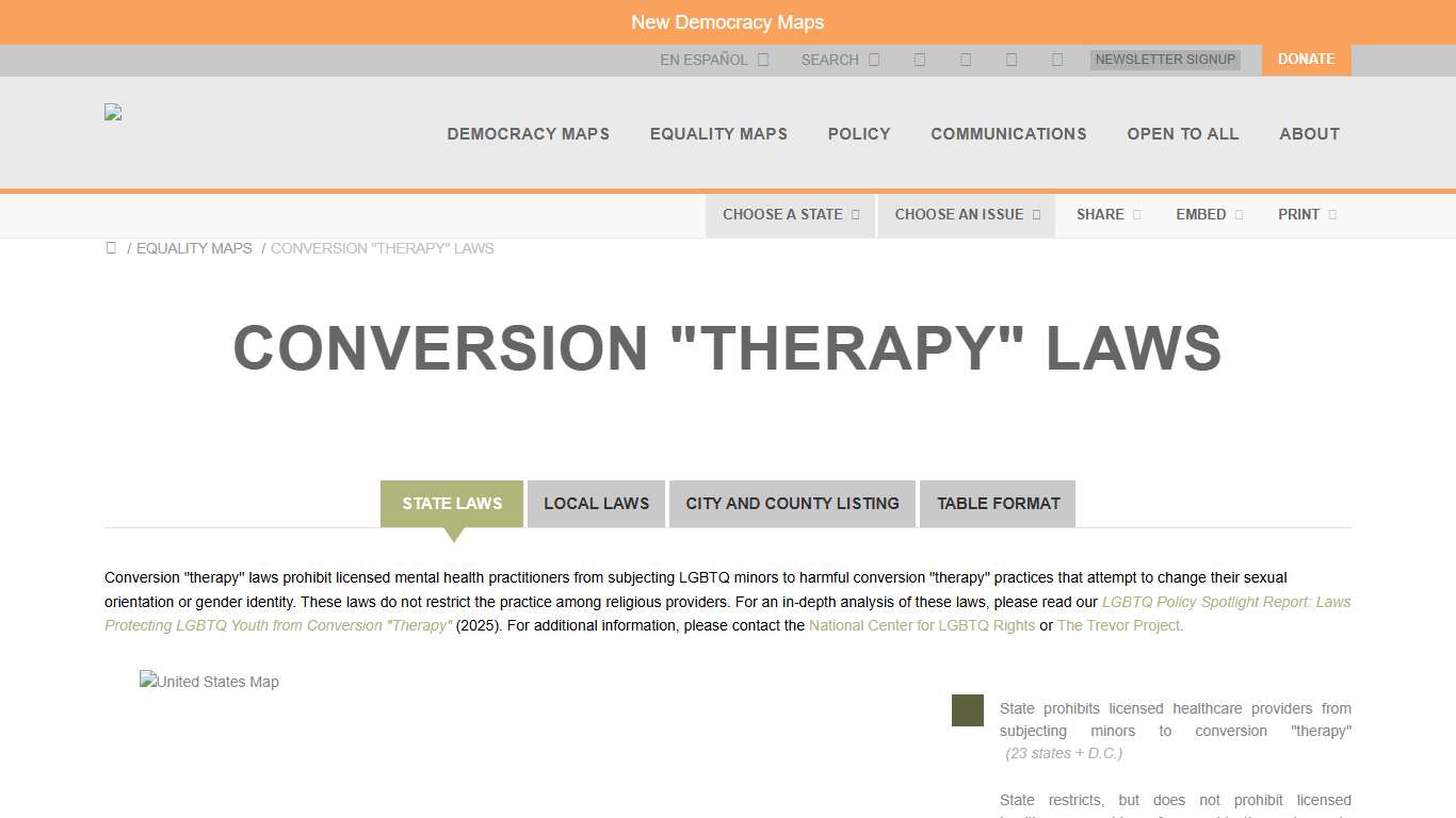 Movement Advancement Project Conversion "Therapy" Laws