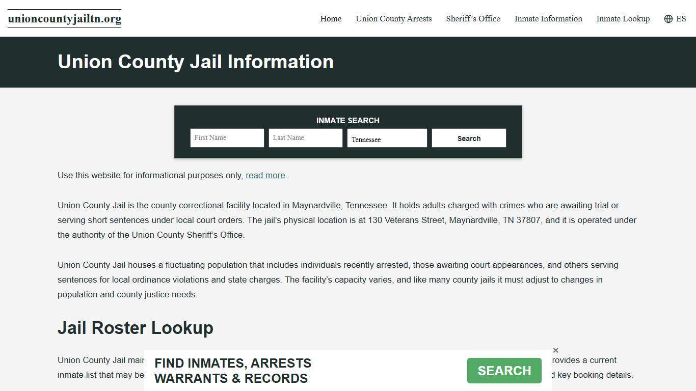 Union County, TN Jail Roster, Inmate Info